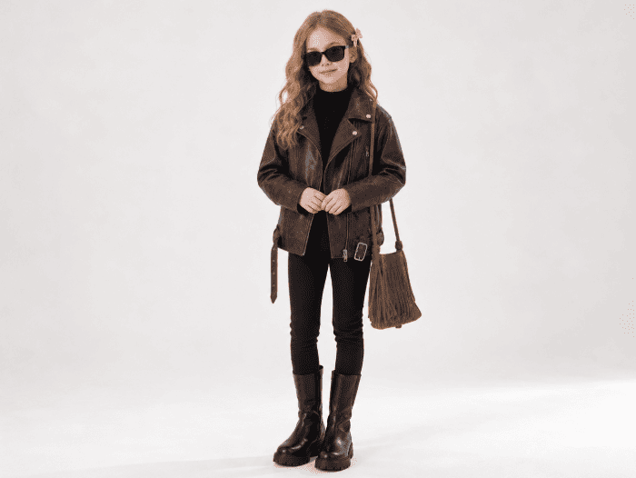 Girl wearing a jacket.